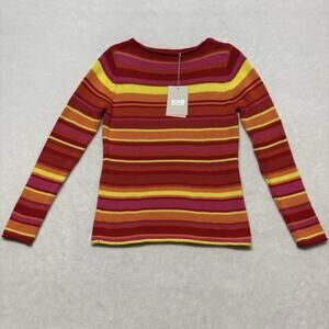 Isaac Mizrahi X Target Limited Edition Boat Neck Striped Sweater Pink Red Size M